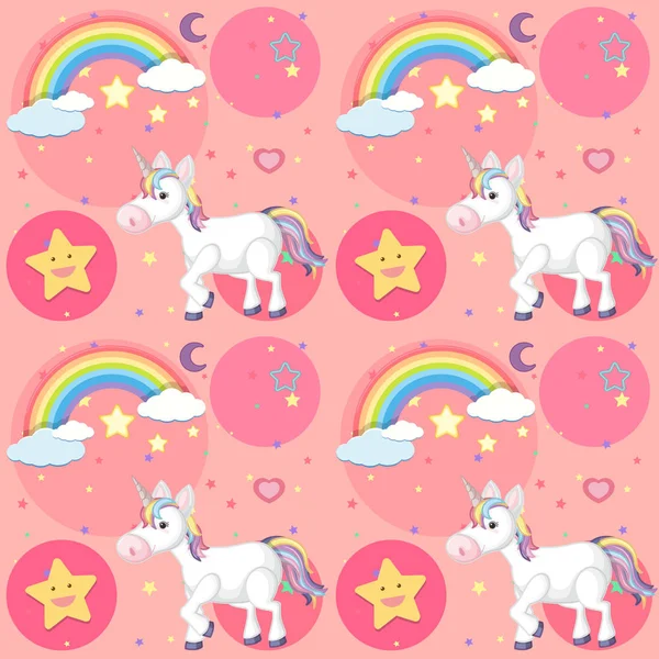 Diseño de fondo sin costuras con unicornio lindo — Vector de stock