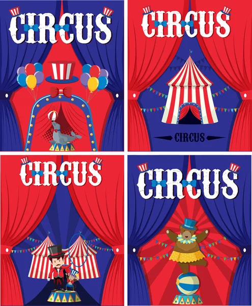 Poster design pour cirque avec animaux et dresseur — Image vectorielle