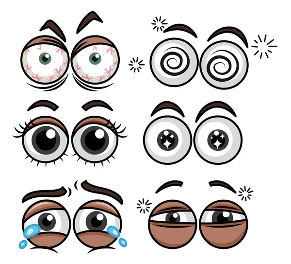 Seis ojos humanos en diferentes emociones — Archivo Imágenes Vectoriales