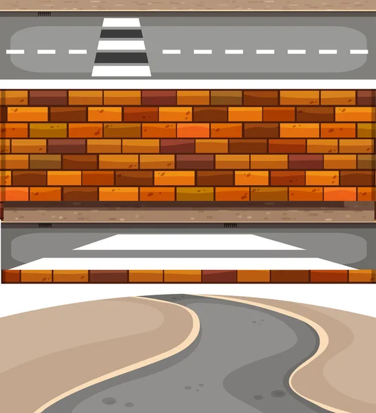 Diferentes desenhos de paredes e estradas — Vetor de Stock