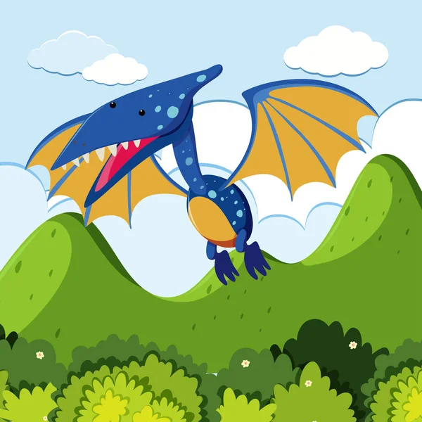 Pterossauro voando sobre as montanhas —  Vetores de Stock