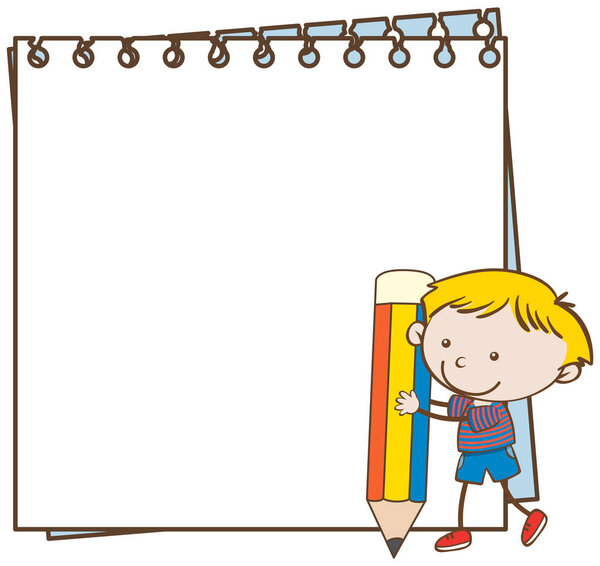 Бумажный шаблон с мальчиком и карандашом
