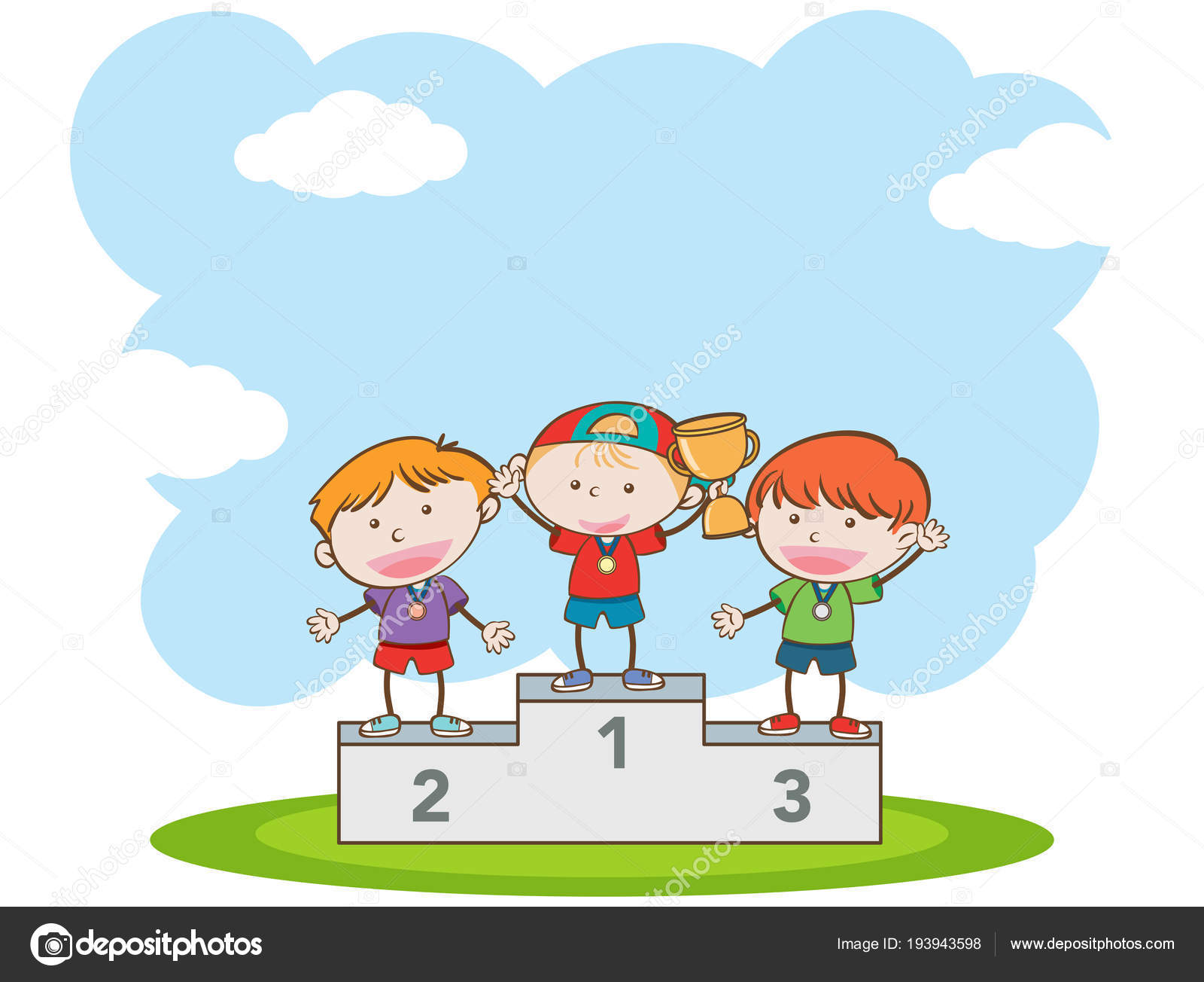 Doodle Kids Winning Sport Competition — Stock Vector © brgfx 193943598