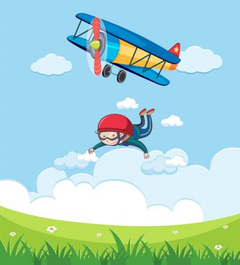 Gökyüzünde bir çocuk Skydiving