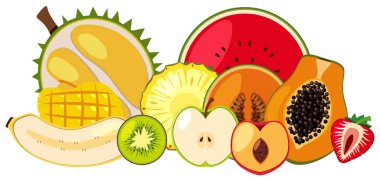 Beyaz arka planda tropikal meyve