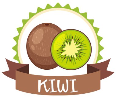 Kivi etiket beyaz arka plan üzerinde