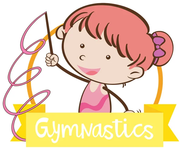 Doodle flicka med gymnastik tecken — Stock vektor