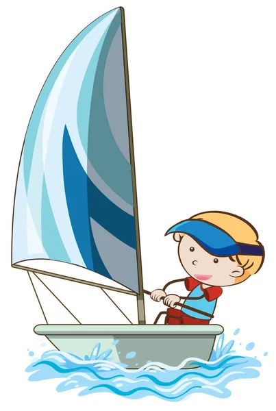 A Boy Sail the Boat — Stock Vector