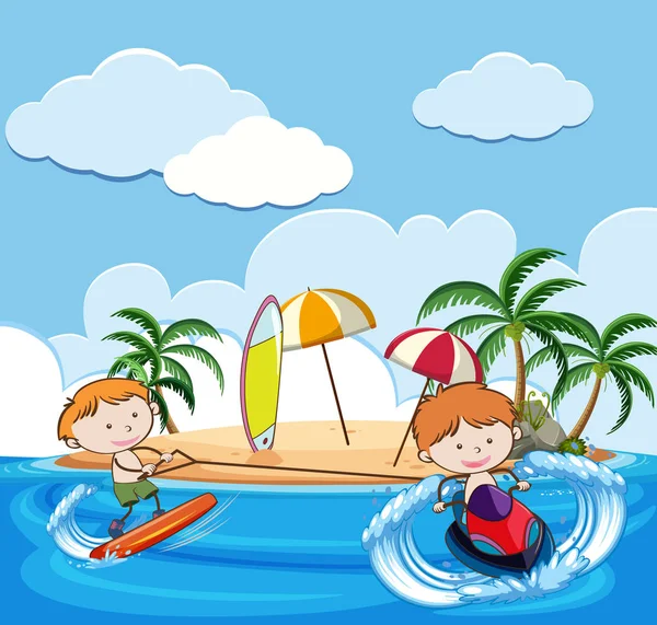 Letní dovolená s aktivitami vody — Stockový vektor