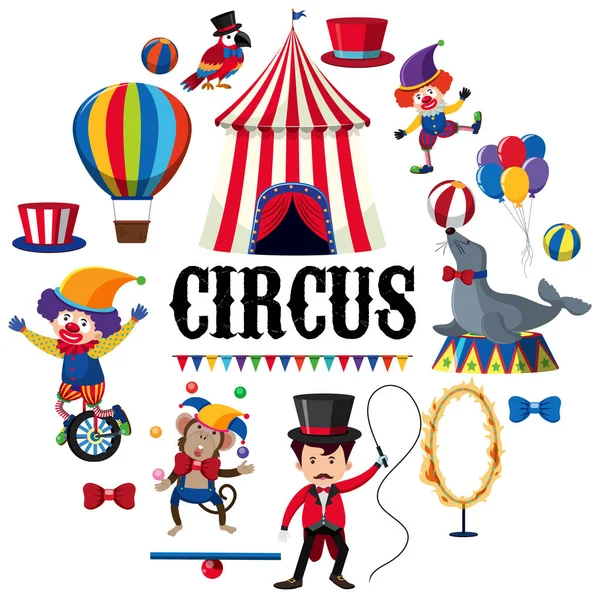 Elemento colorido del circo sobre fondo blanco — Archivo Imágenes Vectoriales