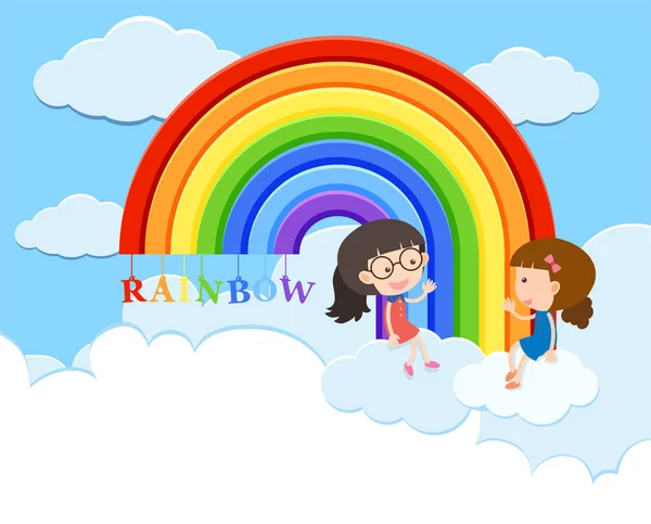 Mädchen reden über den Regenbogen — Stockvektor