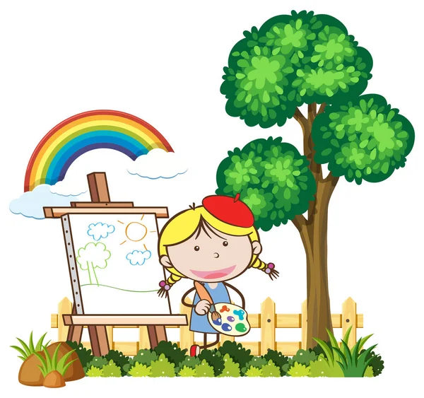 Kinder malen an einem schönen Tag — Stockvektor