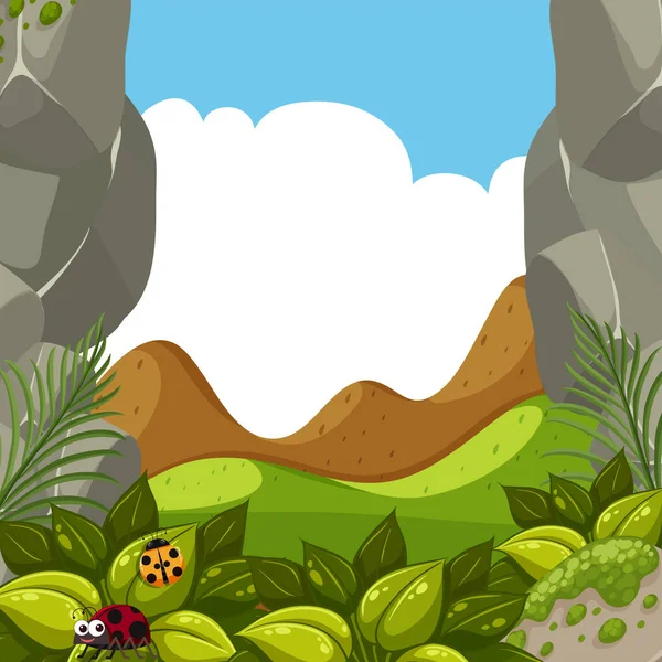 A Forest Scene with Ladybug — Stock Vector