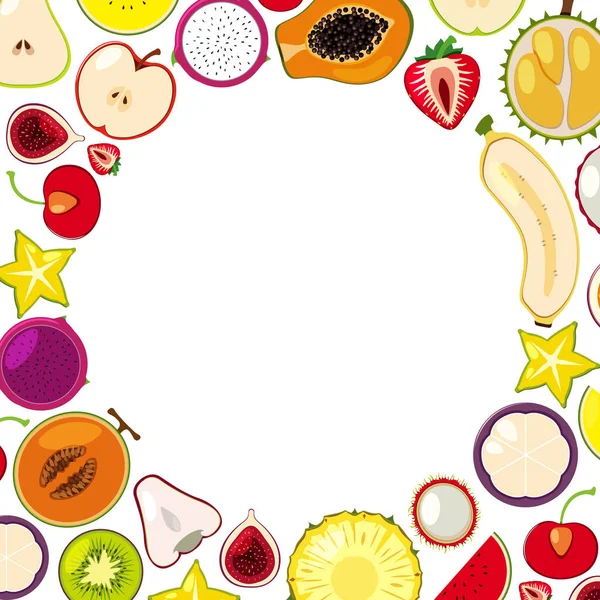 Una plantilla de coloridas frutas tropicales — Vector de stock