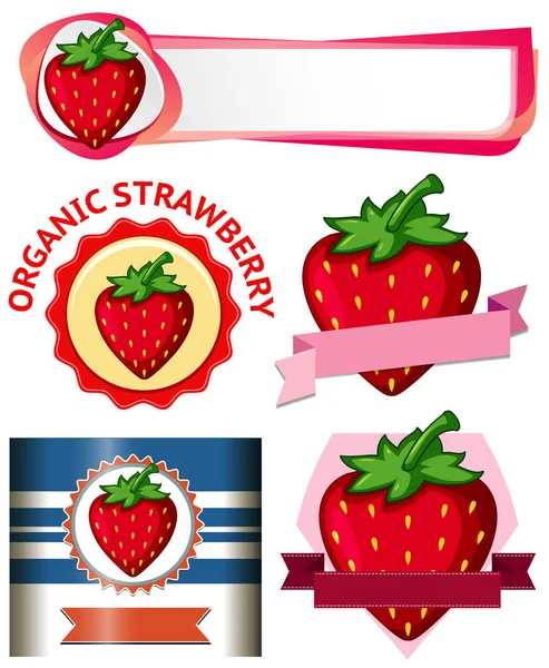 Strawberry Banner on White Background — Stock Vector