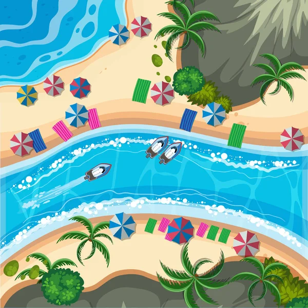 A Tropical Island from Top View — Stock Vector