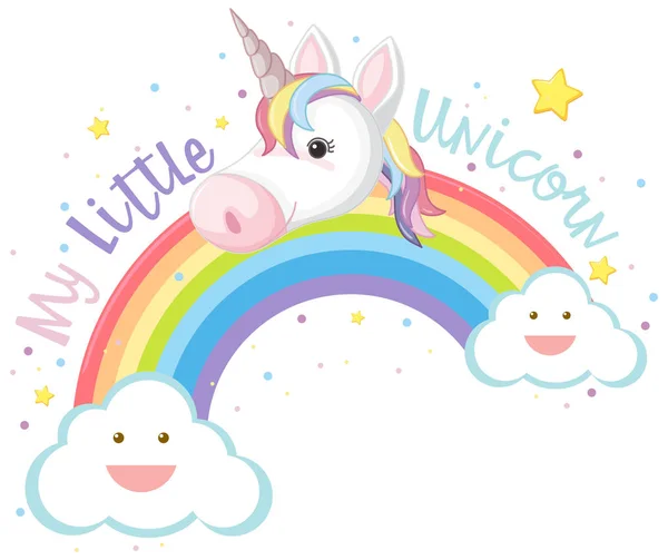 Min lilla Unicorn och regnbåge — Stock vektor