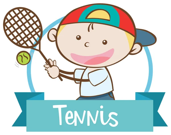 Un garçon jouant bannière de tennis — Image vectorielle