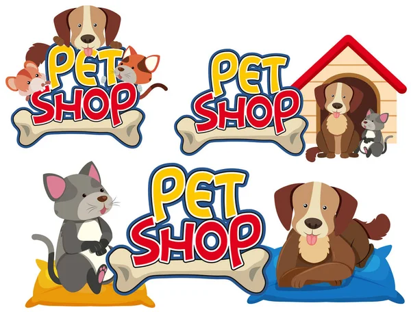 Petshop conjunto de animais — Vetor de Stock