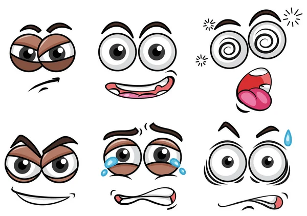 Expression and Emotion Faces on White Background — Stock Vector
