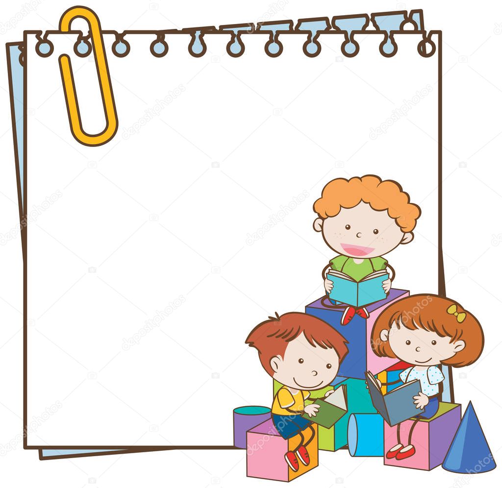 A Paper Note with Kids Reading Book