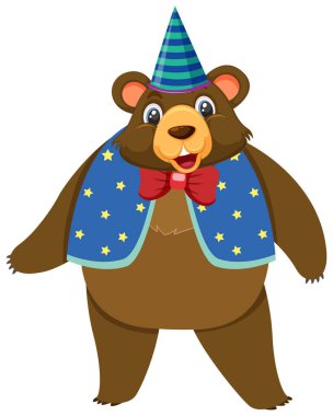 Beyaz arka planda sirk ayısının tek karakteri