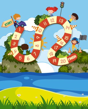 Tahta oyununda çocuk yarışı oyunu