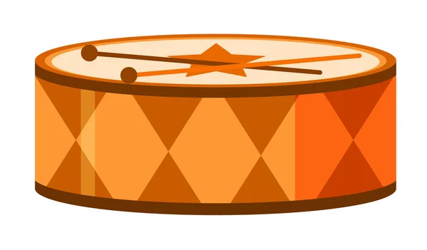 Isolated drum in orange color — Stock Vector