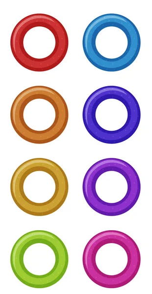 Conjunto de anillos redondos en diferentes colores — Vector de stock