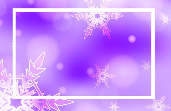 Návrh šablony rámu se sněhovými vločkami na fialovém pozadí — Stockový vektor