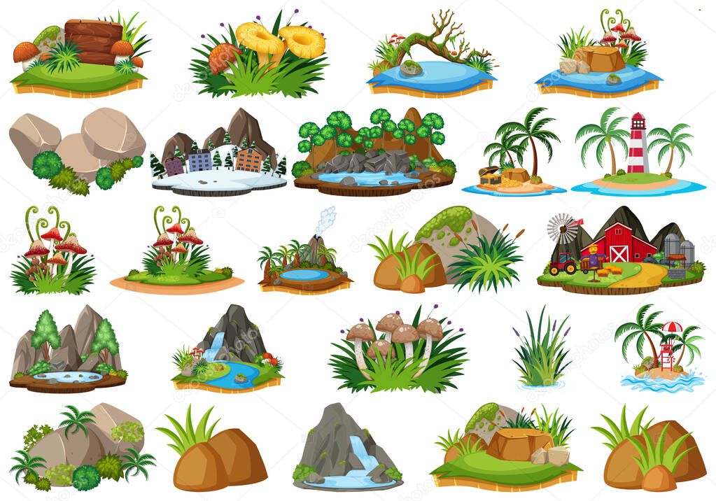 Large group of isolated objects theme - landforms