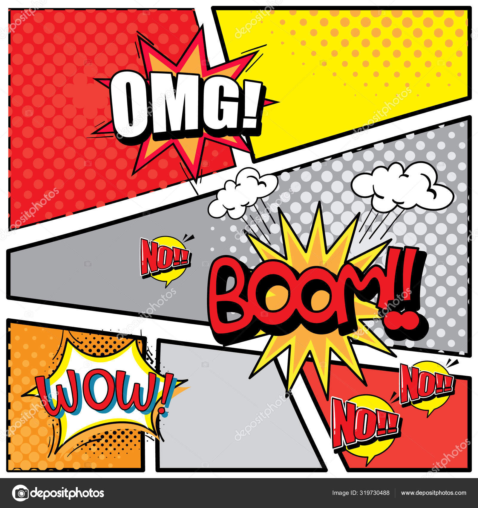 Diseño de palabras de expresión para tiras de cómic Vector de stock  #319730488 de ©brgfx, image size:1600x1698