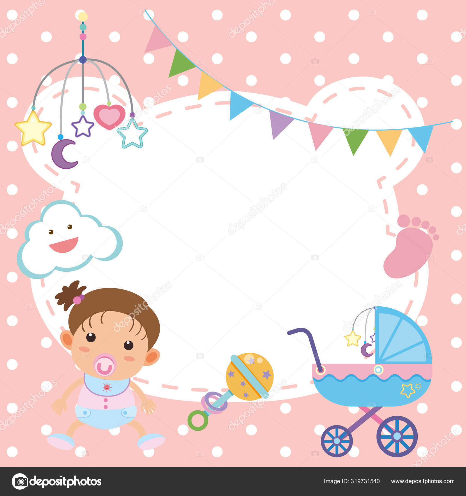 Modèle de cadre design avec bébé fille Vecteur par ©brgfx 319731540
