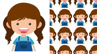 Basit çocuk karakterleri beyaz üzerinde sorunsuz bir desen