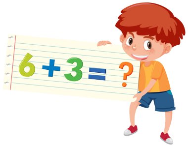 Matematik sorusu olan çocuk.