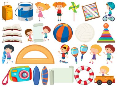 İzole nesneler tema kırtasiyesi seti