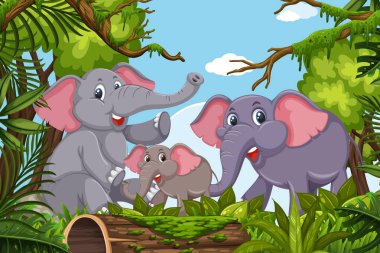 Orman sahnesindeki fil