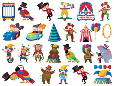 Çocukların ve sirkin geniş izole nesneleri.