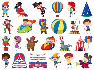 Çocukların ve sirkin geniş izole nesneleri.