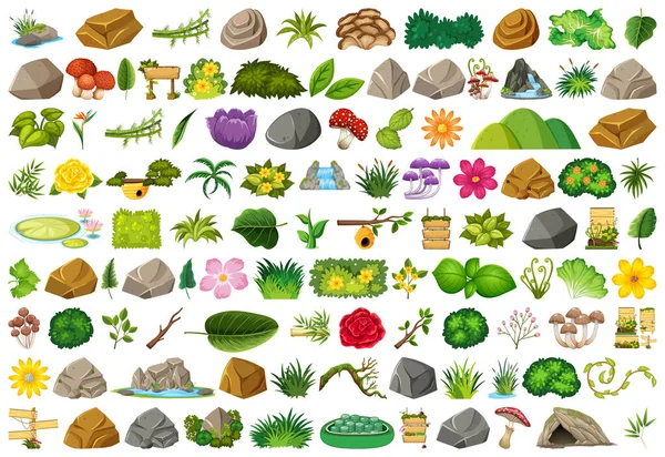Ensemble d'objets isolés thème - jardinage — Image vectorielle