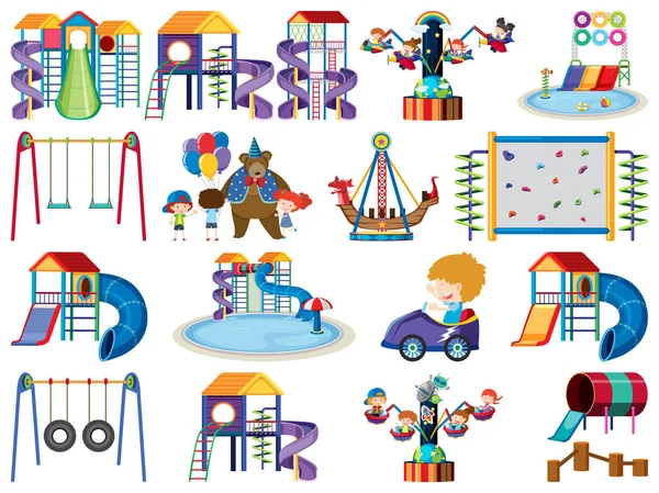 Gran conjunto de objetos aislados de niños y circo — Vector de stock