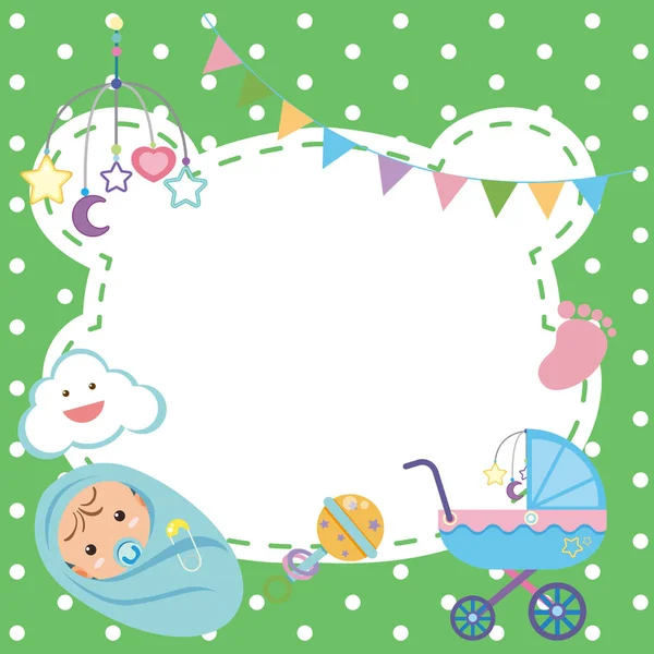 Frame template design with baby boy — ストックベクタ