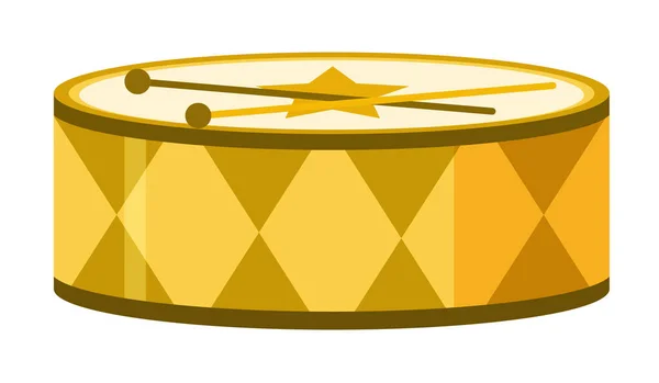 Isolated drum in yellow color — Stock Vector