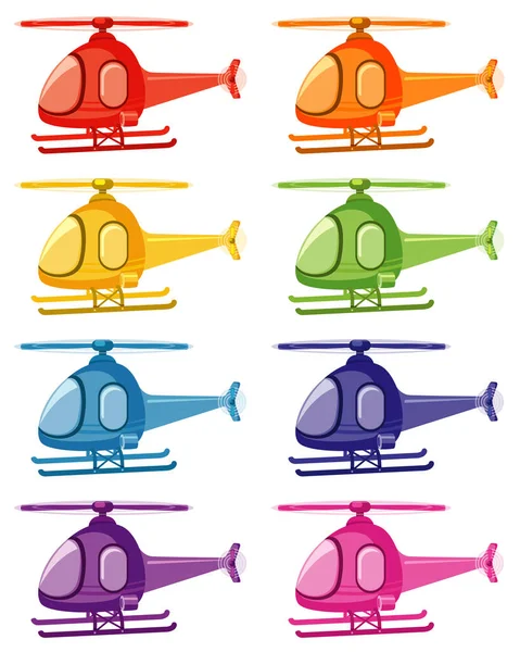 Набір вертольотів різних кольорів — стоковий вектор