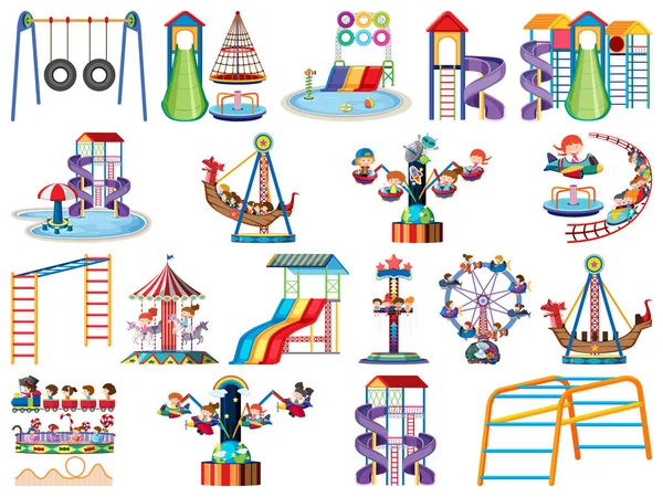 Large set of isolated objects of kids and circus — Stock Vector