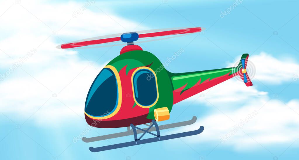 Sky background with helicopter flying