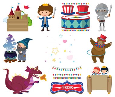 Set of many fairytale characters