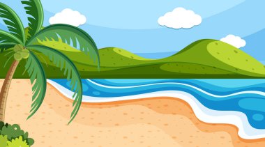 Okyanus ve tepelerin olduğu doğa sahnesi