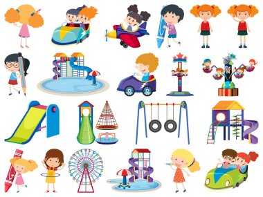 Çocukların ve sirkin geniş izole nesneleri.