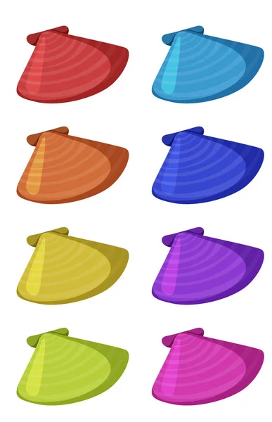 Conjunto de conchas em cores diferentes — Vetor de Stock